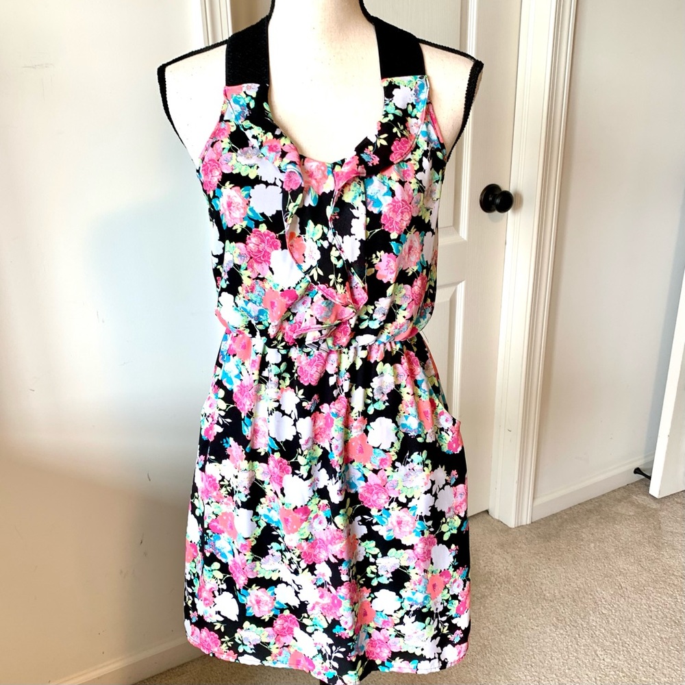 XHILARATION Textured Racer Back Floral Dress—SZ. S